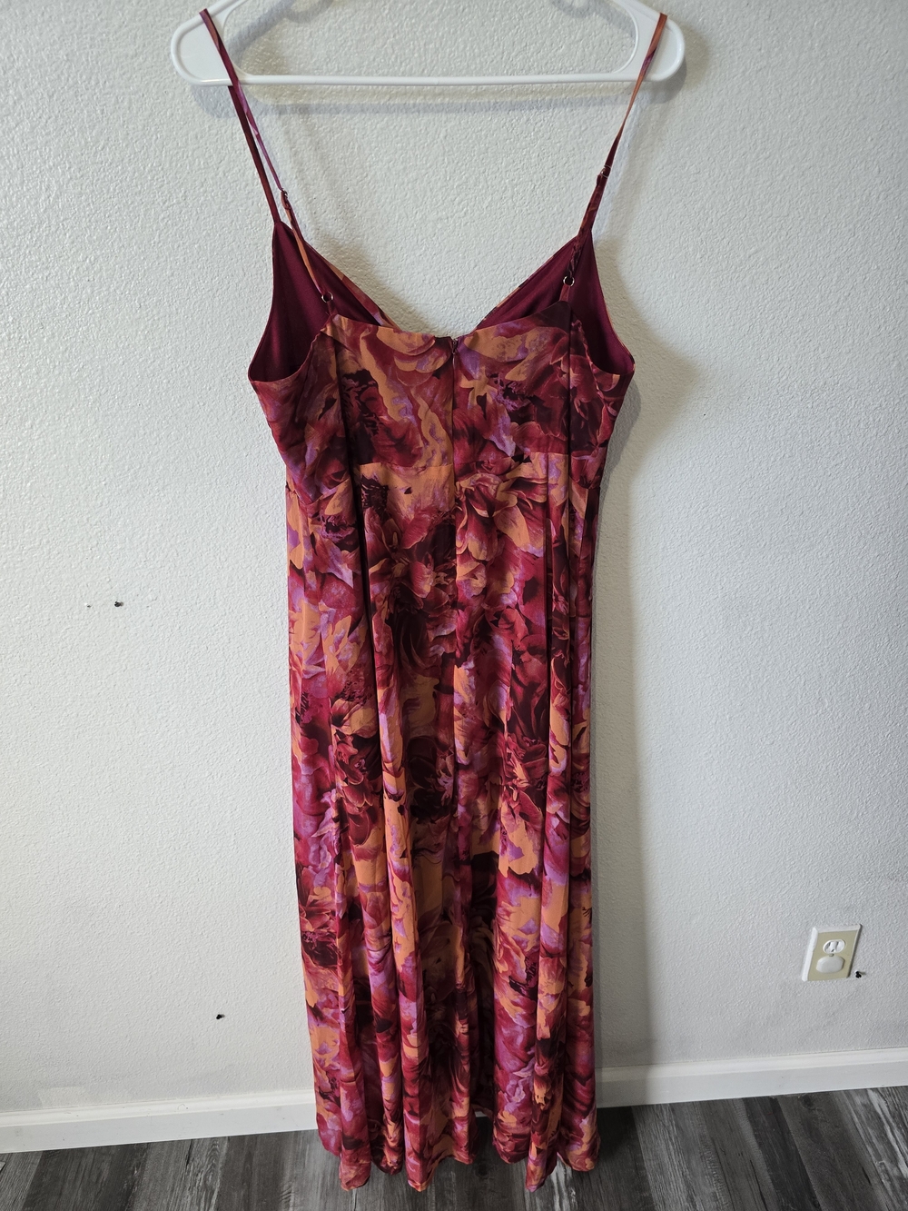 Lulus Beautiful Soul Burgundy Floral Print Twist-Front long Maxi Dress xl - Picture 12 of 12